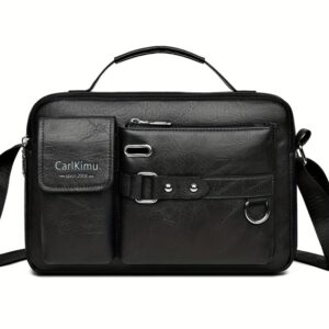 Mala de negócios casual unissex - Bolsa de ombro ajustável  - PRETA