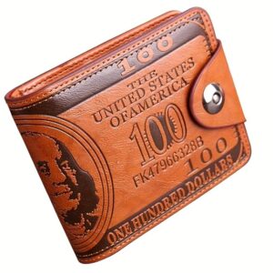 Carteira de Couro PU c/Impressão de Cédula de Dólar - Masculina