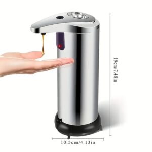 Dispensador de sabão de aço inoxidável de 250ml, sensor de movimento