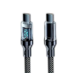 Cabo USB-C de Carregamento Rápido 120W 6A com Display LCD Inteligente de Energia - Durável e Flexível