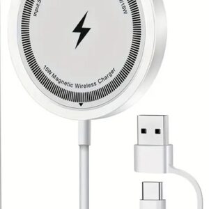 Carregador Sem Fio Magnético de 15W para celulares e outros Mini com Capa Traseira de Carregamento por Indução Macsafe
