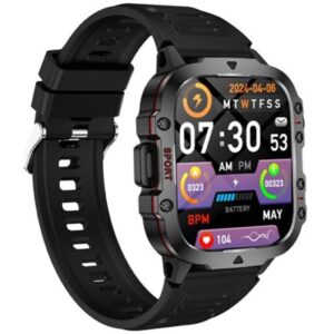 Relógio inteligente masculino, tela sensível ao toque HD 1,81 polegadas - pulseira metal dourado e de silicone